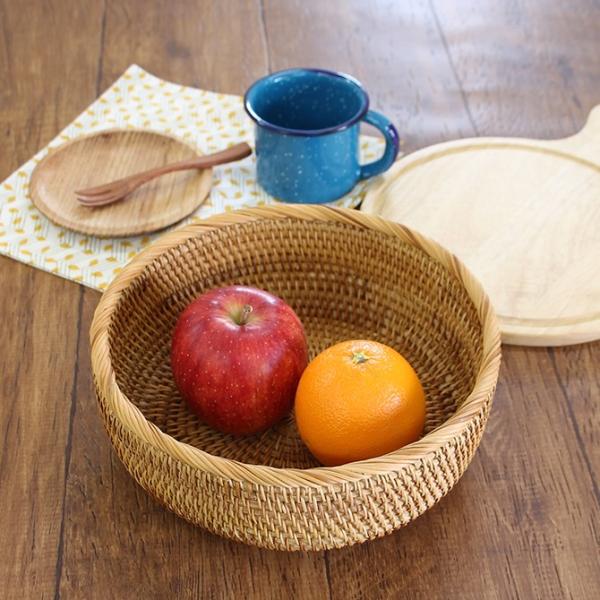 ベトナムラタン製 アジアン ボウル型バスケット Mサイズ 籐 果物かご ラタン フルーツバスケット