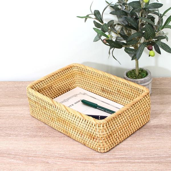 ベトナムラタン製 アジアン 収納バスケットケース Sサイズ