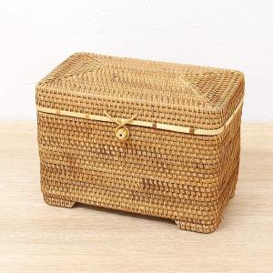 ベトナムラタン製 アジアン フタ付きコスメ収納ボ...の商品画像