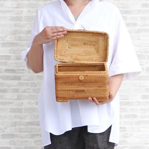 ベトナムラタン製 アジアン フタ付きコスメ収納...の詳細画像3