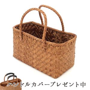 山葡萄 かごバッグ 立体花編み 中サイズ 7日以内返品送料無料