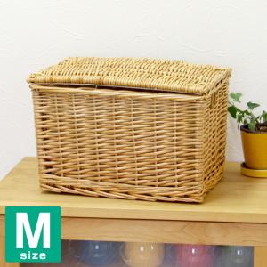 かご バスケット 収納 フタ付き 収納ボックス Mサイズ 内布：ライトグレー