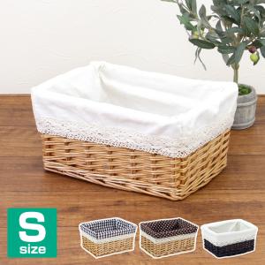 ルプラ　白いレース付き小物入れバスケット かご 収納バスケット(レース)Mサイズ : MERCADOメルカド かご収納雑貨