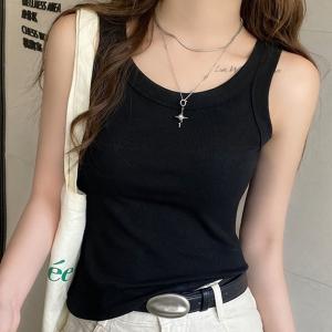 ソリッドカラー カップ付き リブ ベーシック タンクトップ 女性 レディース 下着 肌着 インナー ブラジャー 春 夏 秋 冬 ノースリーブ