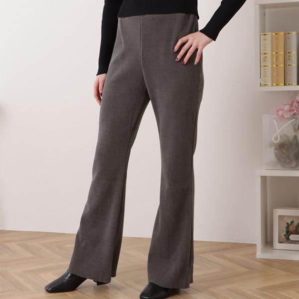 リラクシーセミフレアクレープパンツ 女性 レディース ボトム ズボン スラックス オールシーズン 縮...