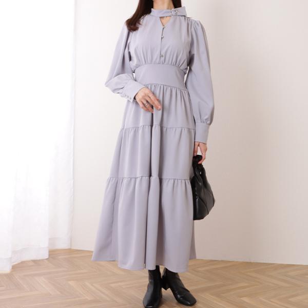 Vネック ティアード ギャザー マキシ丈 ワンピース 女性 レディース 春 夏 秋 ロング丈 マキシ...