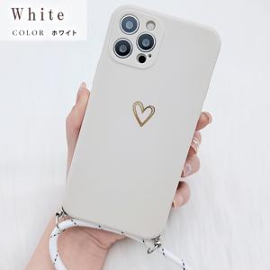 ストラップ付 ハートワンポイント シリコン i...の詳細画像1