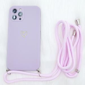 ストラップ付 ハートワンポイント シリコン i...の詳細画像5
