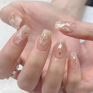 シェル×ラメ クリア フレンチ スクエア ネイル...の商品画像
