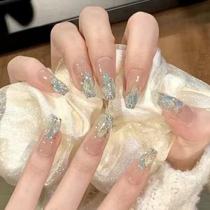 シェル パーツ コフィン デザイン ネイルチップ 女性 レディース 爪 ネイル シール つけ爪 クリア ビジュー 華やか 結婚式 ウエディン