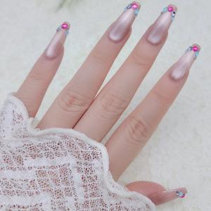 カラフル ビジュー ライン ミラー風 ネイルチップ 女性 レディース 爪 ネイルアート シール つけ爪 大人 きれいめ 上品 可愛い ガーリ