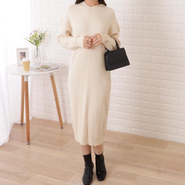 フード付きリブニットゆるシルエットワンピース 女性 レディース スカート セーター 春 秋 冬 ゆっ...