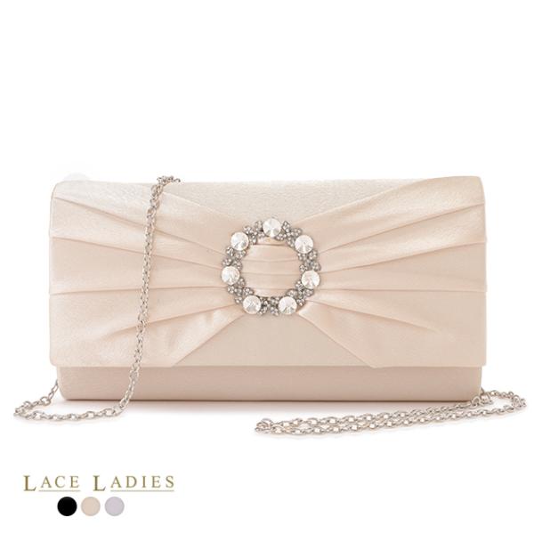 2way パーティーバッグ クラッチバッグ ショルダーバッグ レディース サテン ビジュー リボン ...