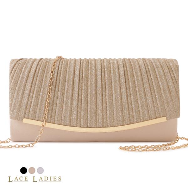 2way パーティーバッグ クラッチバッグ ショルダーバッグ レディース ラメ プリーツ 春 夏 秋...