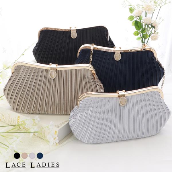 サテン プリーツ パーティーバッグ ハンドバッグ クラッチバッグ ショルダーバッグ レディース がま...