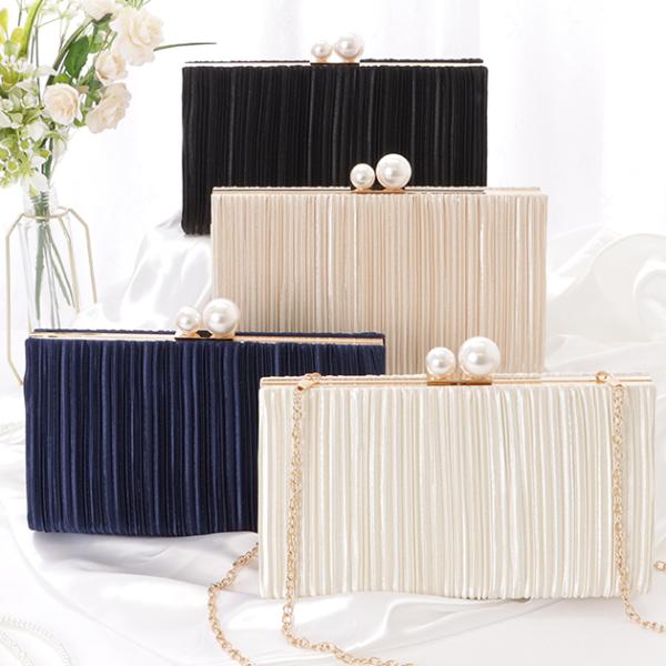 スクエア型パールがま口クラッチバッグ 女性 レディース パール ポーチ ドレス オンコーデ 結婚式 ...