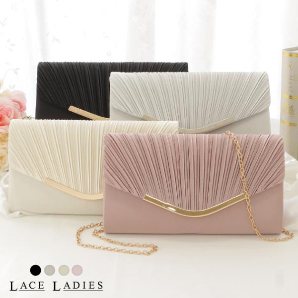 スクエア型プリーツフラップクラッチバッグ 女性 レディース ポーチ ドレス オンコーデ 結婚式 パー...