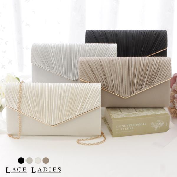 2WAYストラップ付きプリーツコンパクトバッグ 女性 レディース ポーチ ミニバッグ ドレス オンコ...