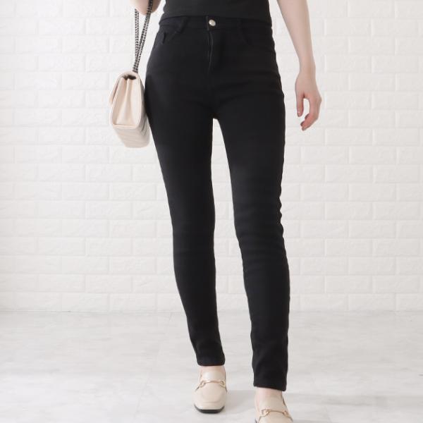 裏シャギーあったかデニムパンツ 女性 レディース ボトム 秋 冬 ウォームビズ 裏起毛 ふわふわ 定...