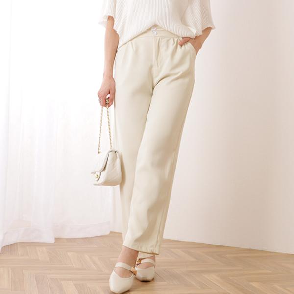ダブルボタン ハイウエスト ストレート タックパンツ 女性 レディース ズボン ボトム スラックス ...