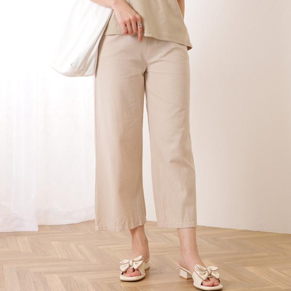 リネンライク ウエスト イージー ワイド パンツ 女性 レディース ズボン ボトム 夏 リラクシー ...