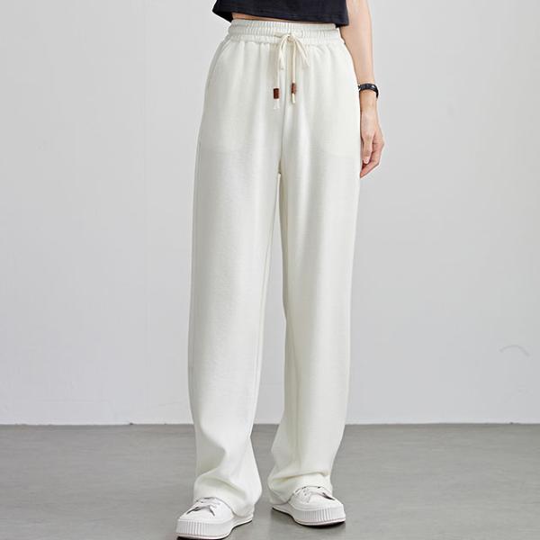 ハイウエスト ウエスト イージー ワッフル ワイドパンツ 女性 レディース ボトム ズボン 春 秋 ...
