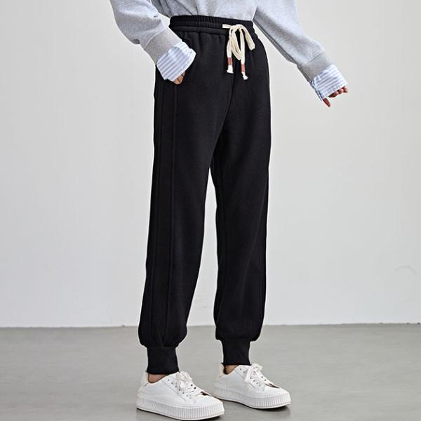 裏起毛 ルーズ フィット イージー アンクル パンツ 女性 レディース ボトム ズボン 秋 冬 保温...