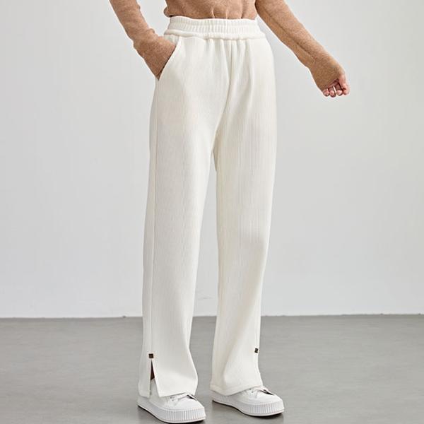 サイド スリット ストレート コーデュロイ パンツ 裏起毛 女性 レディース ボトム ズボン 秋 冬...