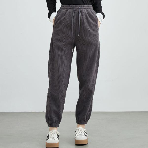 コーデュロイ ウエスト イージー ジョガー パンツ 女性 レディース メンズライク ユニセックス ボ...