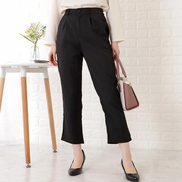 クロップド丈ハイウエストフロントタックパンツ 女性 レディース 春 夏 ボトム ズボン スラックス ...
