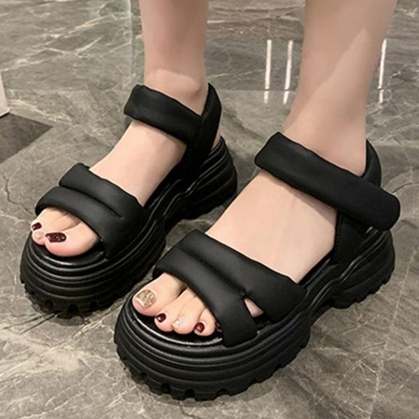 パデット ボリューム バックストラップ 厚底 サンダル シューズ レディース 女性 夏 サマー 単色...