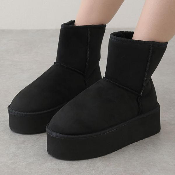 ムートン風 内ボア 厚底 ショート ブーツ 女性 レディース 靴 シューズ 秋 冬 防寒 ふわふわ ...