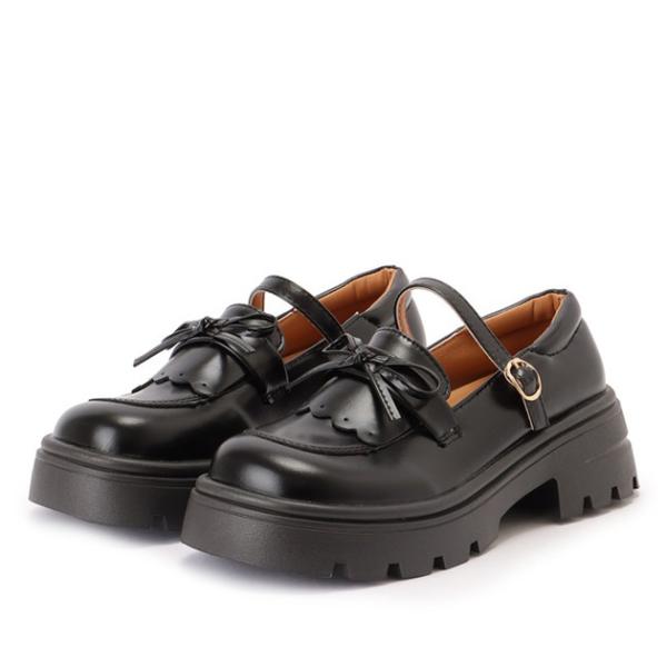 レザー調 厚底 ストラップ ローファー シューズ 女性 レディース メンズライク 靴 合成皮革 秋 ...