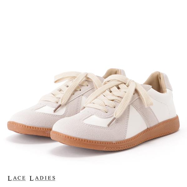 レザー調ラインジャーマントレーナースニーカー 女性 レディース 靴 シューズ 紐 ストラップ コート...
