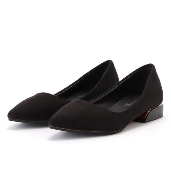 スエード調ポインテッドメタリックラインパンプス 女性 レディース シューズ 靴 ローヒール 春 秋 ...