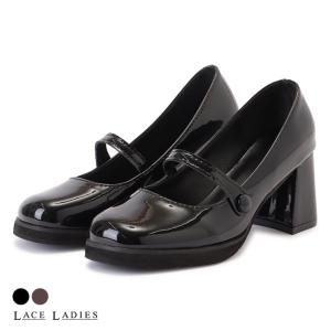 Lace Ladies（レースレディース） ダブルストラップ エナメル パンプス