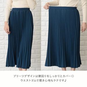 ウエストゴム プリーツ ロングスカート マキシ...の詳細画像2