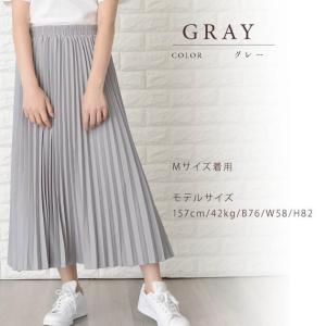 ウエストゴム プリーツ ロングスカート マキシ...の詳細画像4