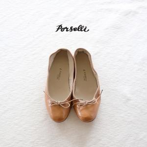 PORSELLI ポルセリ バレエシューズ レディース  ライトブラウン ゴートレザー