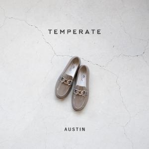 TEMPERATE テンパレイト AUSTIN オースティン グレー チェーン付き ローファー フラット レディース 晴雨兼用  雨の日 晴れの日 普段 デイリー 旅行｜mercato-y