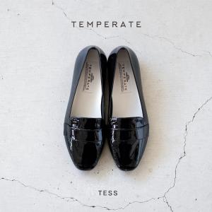 レインパンプス 雨靴 レディース TEMPERATE テンパレイト TESS テス  黒 ブラック スリッポン ローファー 幅広