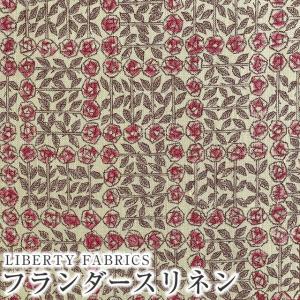 LIBERTYリバティプリント　国産フランダースリネン生地＜SleepingRose＞(スリーピングローズ)【レッド】3630275-BL｜merci-fabric