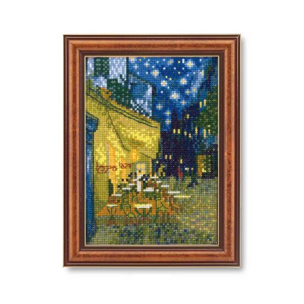 クロスステッチキット「夜のカフェテラス」ゴッホ作 名画 絵画 専用フレーム付 オリムパス 7589
