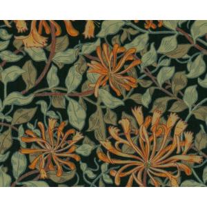 moda fabrics(モダ・ファブリックス)William Morris ウィリアムモリス シーチング生地＜Honeysuckle＞(ハニーサックル)＜BLACK(ディープレッドラック)＞8362-12