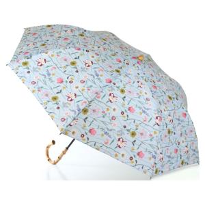 LIBERTYリバティプリントを使った晴雨兼用折り畳み傘パラソル(日傘)＜Spring Garden＞(スプリングガーデン)SAサックス 976446｜merci-fabric