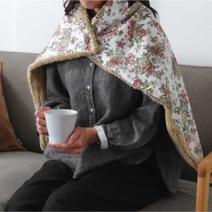 HERMES（エルメス） ブランケット パープル 青紫 大判 ウール カシミヤ