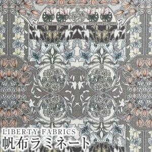 LIBERTYリバティプリント 国産11号帆布つや消しラミネート＜Flower Fete＞(フラワーフェテ)【グレー】CANLAMI363J6807-J24B