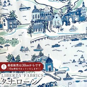 LIBERTY FABRICS リバティプリント 国産タナローン生地＜Adventure Coast＞(アドベンチャー・コースト)【シャウエンブルー】DC31865-C