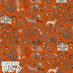 LIBERTYリバティプリント 国産シルクツイル生地＜Symbols＞(シンボルズ)【オレンジ】DC32256-J22L《メルシー創業70周年記念柄》