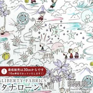 PEANUTS(TM)スヌーピー×リバティファブリックス 国産タナローン生地＜Sunny Holiday＞(サニー・ホリディ)【ライトピンク×ミント】DC34860-J25F